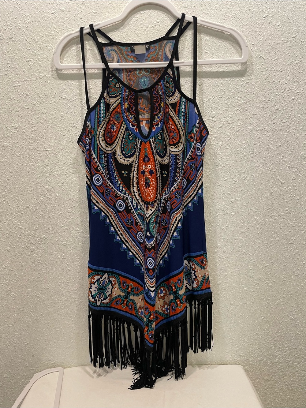 VENUS Multicolor Paisley Tank Dress in Blue and Orange